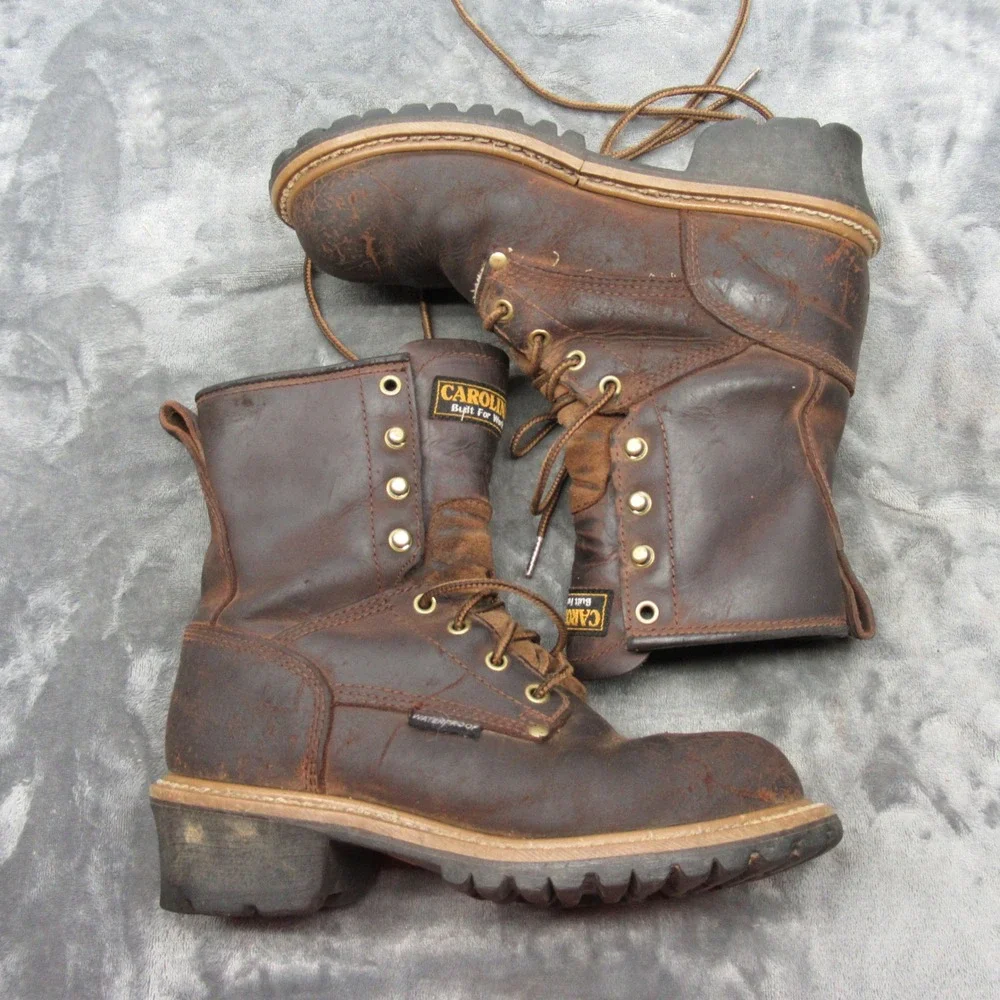 Carolina Work Boots Mens 7.5‎ D Brown Waterproof Leather Hard Toe Lace-Up VTG